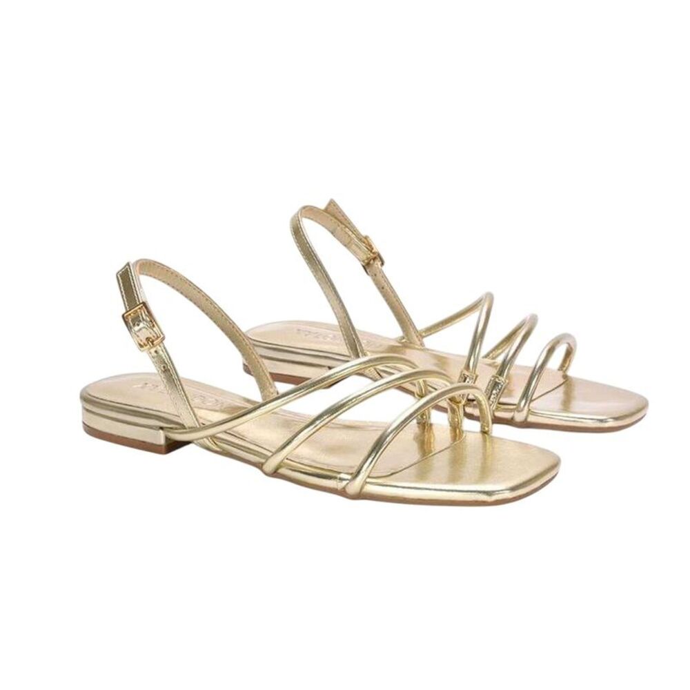 XY London Womens/Ladies Mary Patent Square Toe Sandals / Metallic Gold